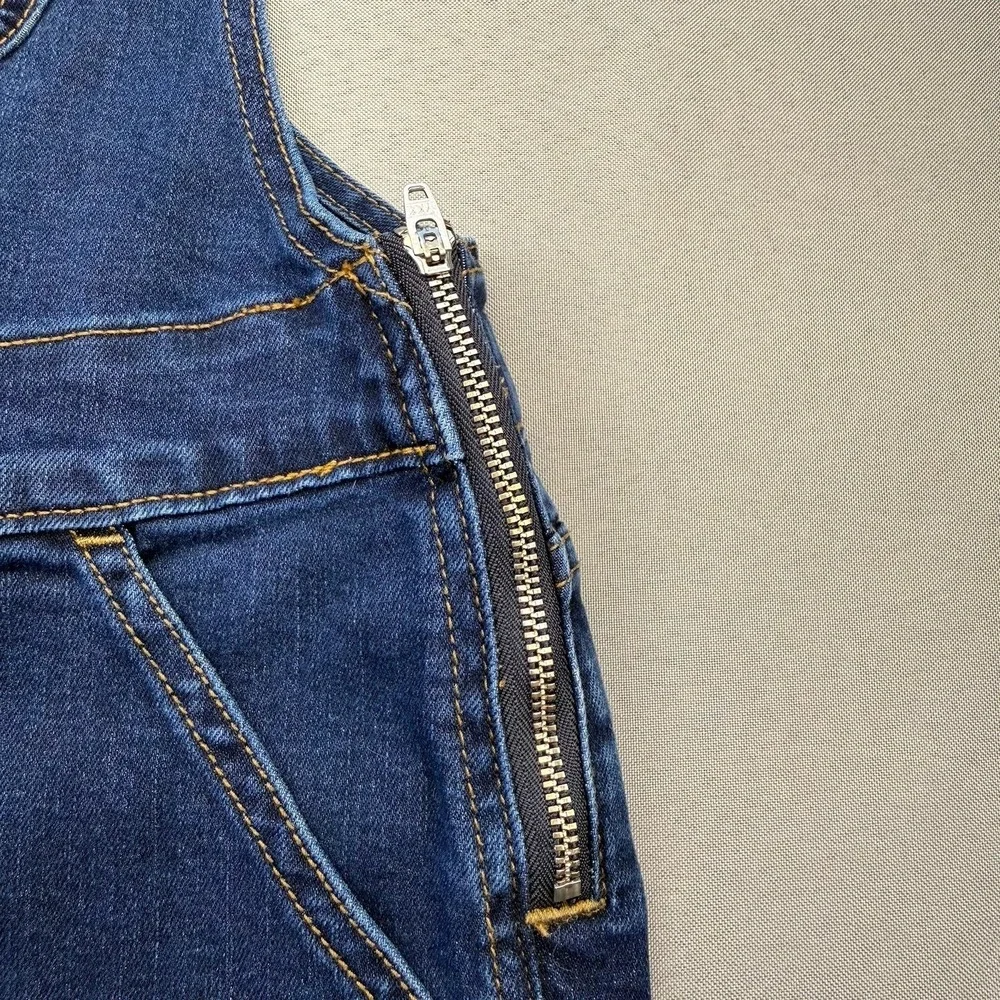 J.Crew Denim Skinny Overalls Med Wash Blue Jean Signature Stretch Size Medium‎